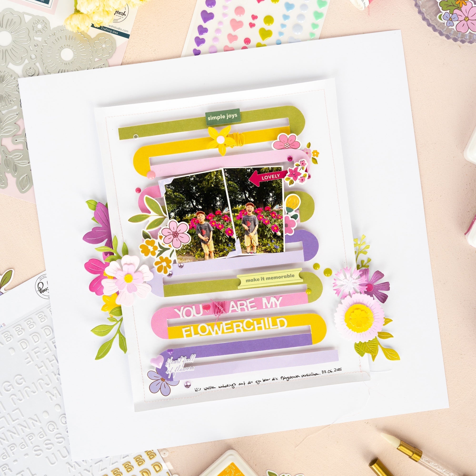 Pinkfresh Studio Lovely Lane 12 x 12 Paper Pack 280225 Flowerchild Layout
