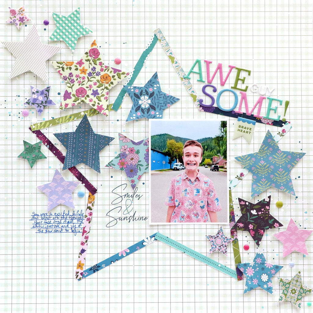 Pinkfresh Studio Lovely Lane Hearts And Stars Ephemera 281925 Awesome Star Layout