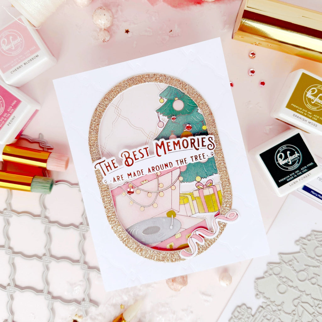 Pinkfresh Studio Merry Melodies Stencils 290125 Christmas Tree Card