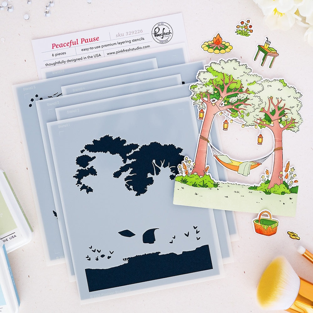 Pinkfresh Studio Peaceful Pause Stencils 329226