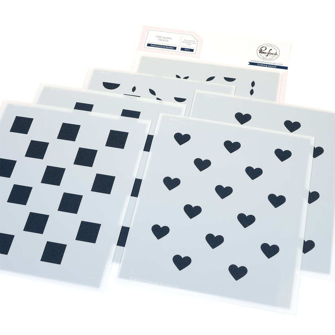 Pinkfresh Studio Refined Grid Builder Stencils 309325