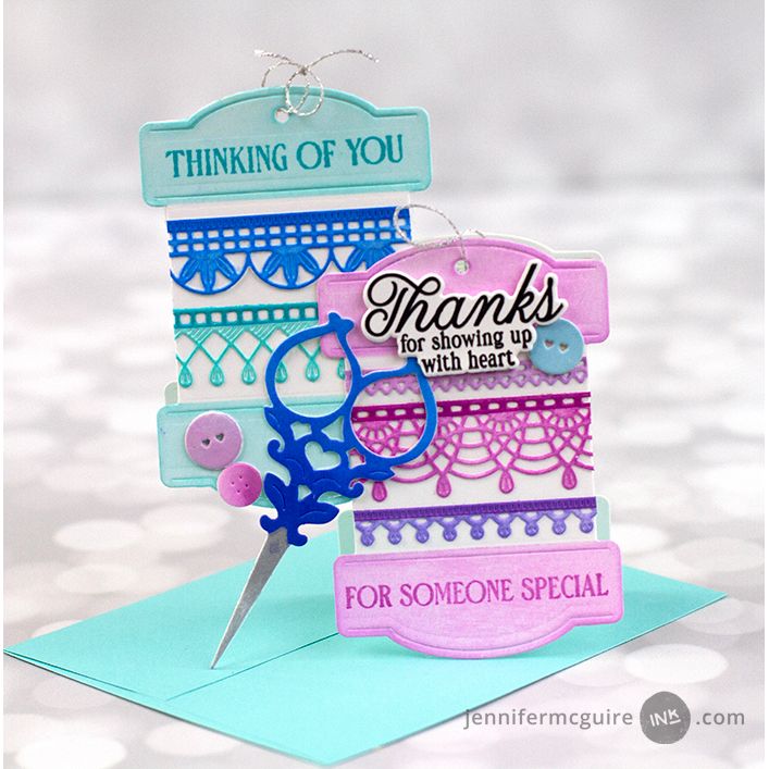 Pinkfresh Studio The Stitch Edit Heritage Lace Die 313325 Sewing Spools Card | color-code:ALT03