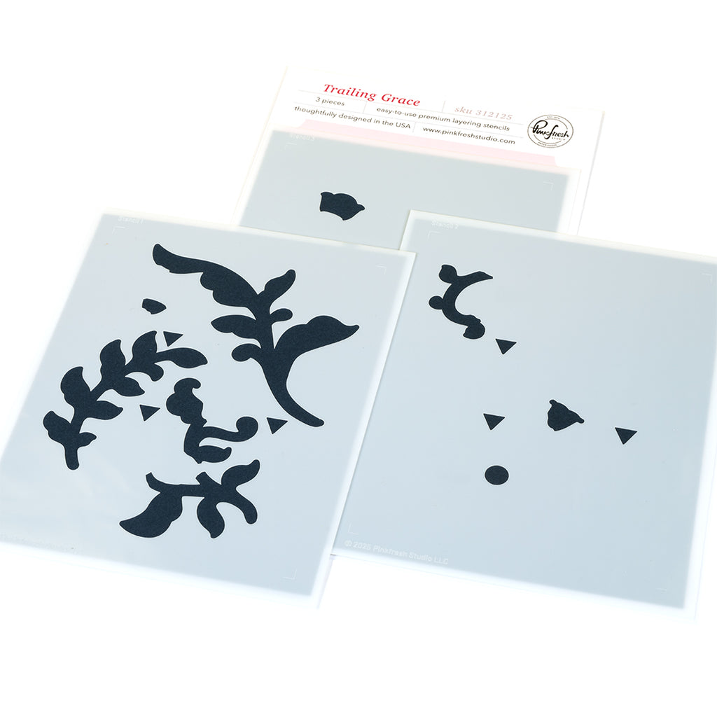 Pinkfresh Studio Trailing Grace Die And Stencils Bundle Detailed Image