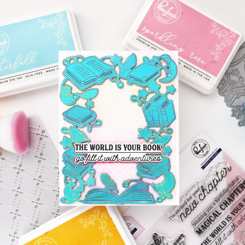 Pinkfresh Studio Twilight Tales Dies 294825 Book Of Adventures Card