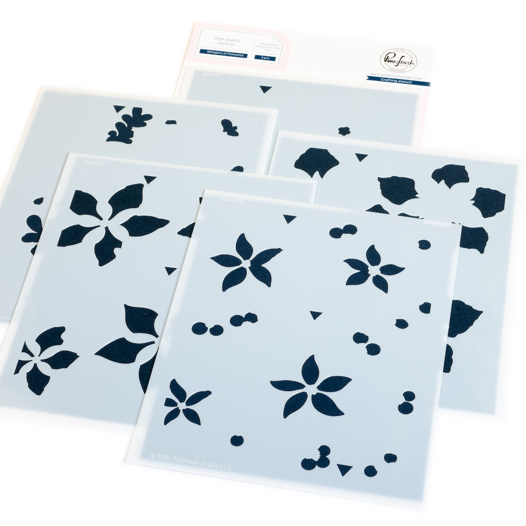 Pinkfresh Studio Whispers of Poinsettias Stencils 292225