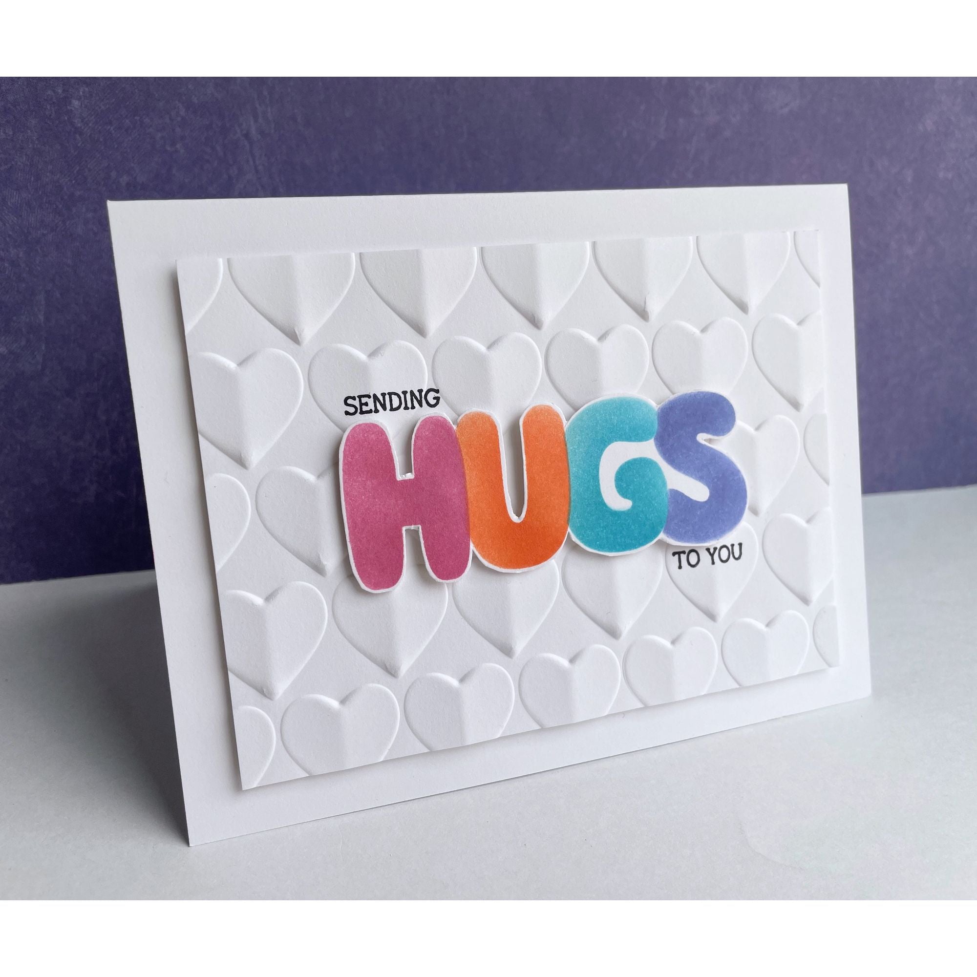Simon Says Stamp Embossing Folder Pinnacle Hearts sf460 To Be Loved Hugs Card
