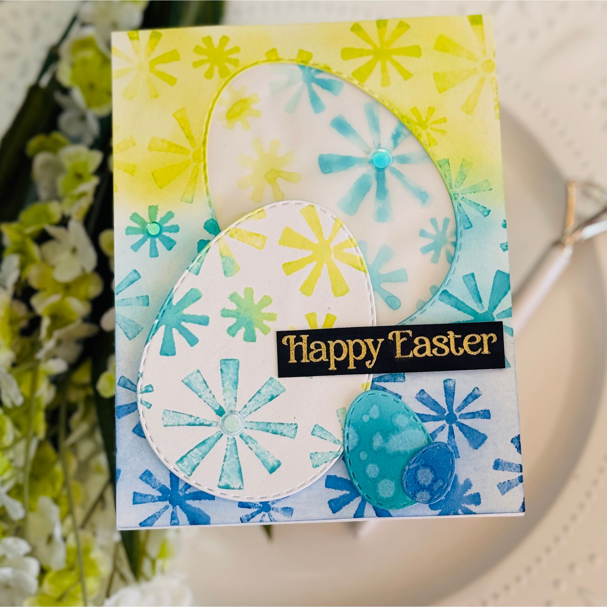 Simon Says Clear Stamp Pinwheel Party Background 1347ss Beautiful Moments Easter Card