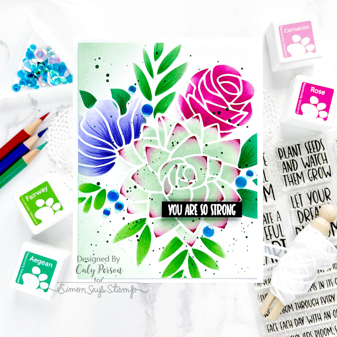 Simon Says Clear Stamps Plant Sentiments m302729 Just A Note Encouragement Card | color-code:ALT02