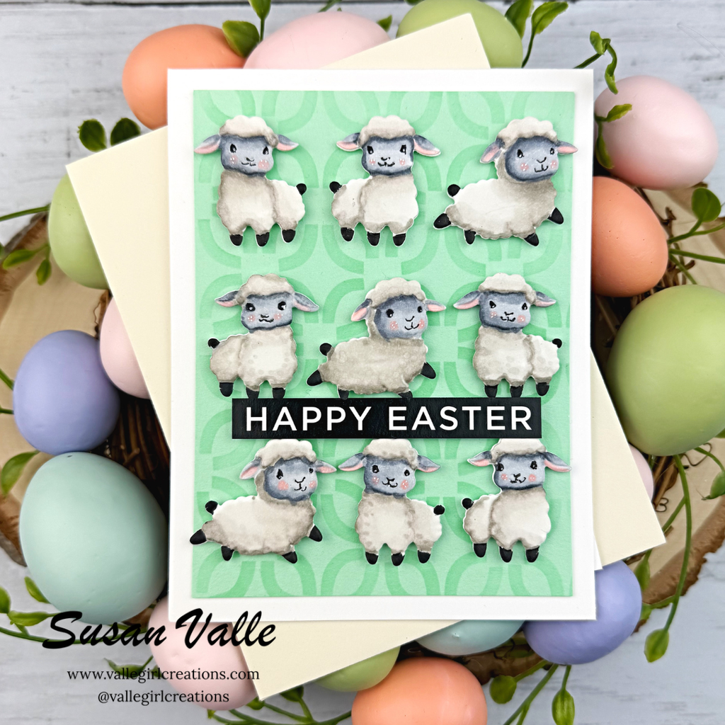 Simon Says Stamp Embossing Folder Dies and Stencils Playful Lambs set1187pl Beautiful Moments Easter Card | color-code:ALT02