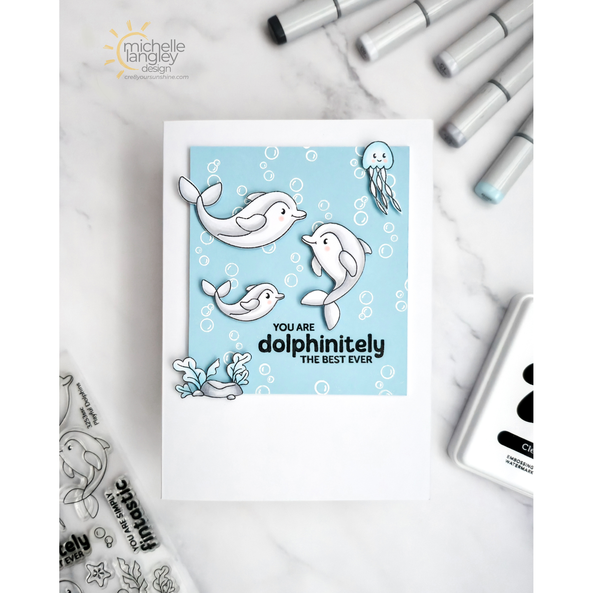 Simon Says Clear Stamps Playful Dolphins 3253ssc Friend Like You Thank You Card