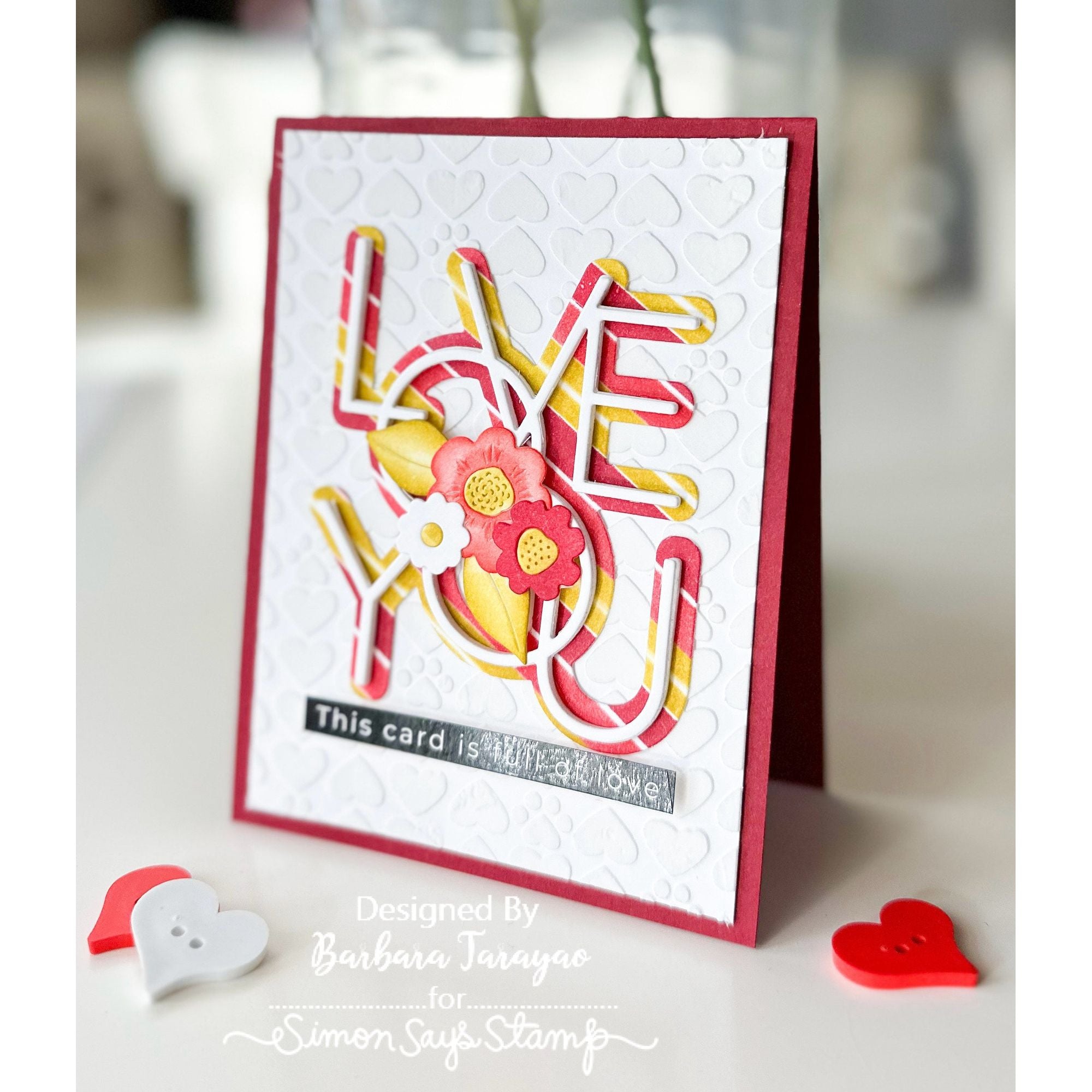Simon Says Stamp Plentiful Petals Wafer Dies s871 Smitten Love Card