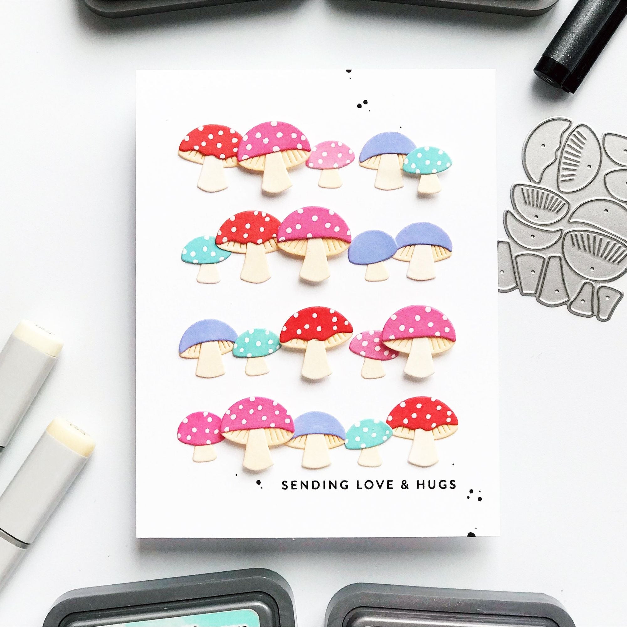 Simon Says Stamp Pocket Full of Mushrooms Wafer Dies s935 Festive Fun Love and Hugs Card | color-code:ALT01