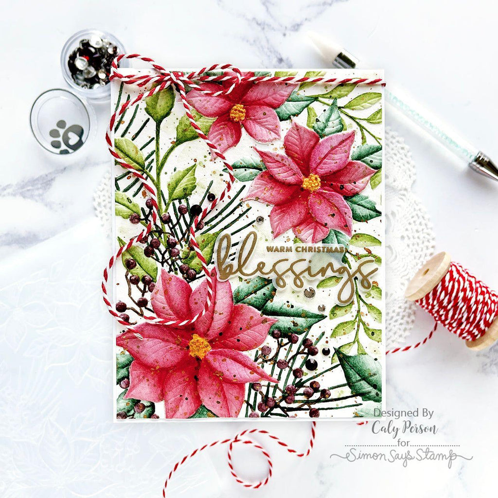 Simon Says Stamp Embossing Folder Poinsettia Jubilee sf422 Festive Fun Christmas Card | color-code:ALT02