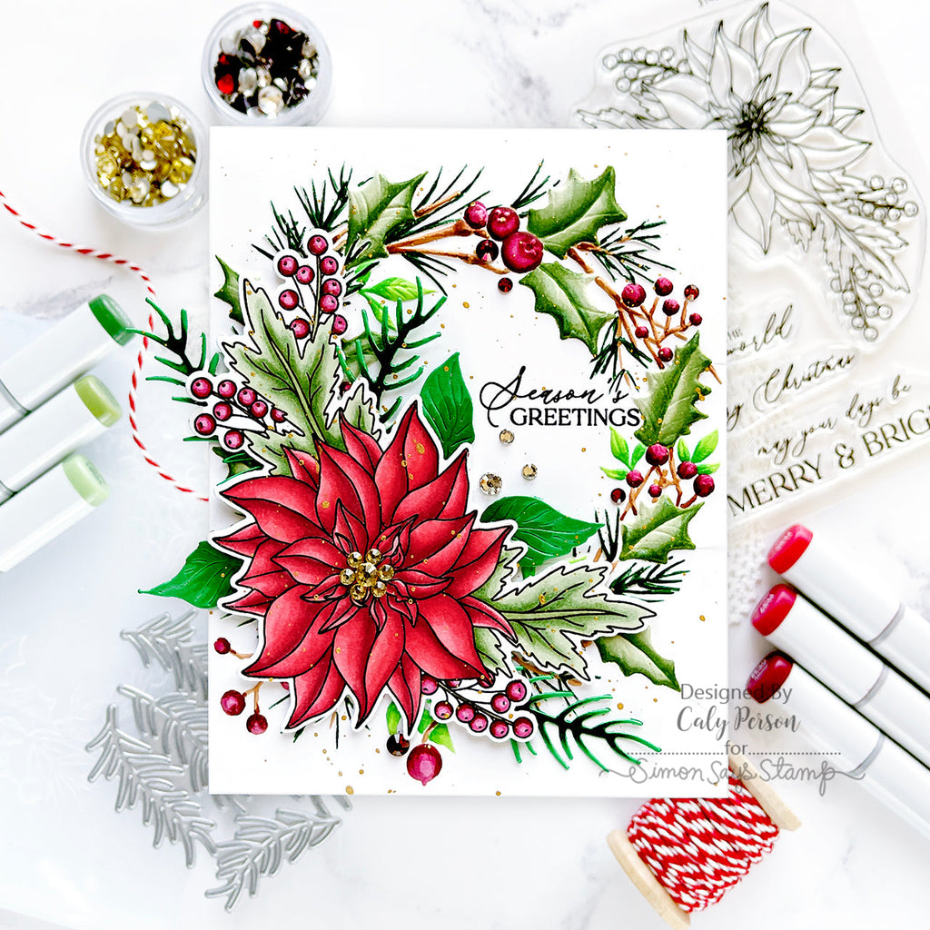 Simon Says Stamps and Dies Poinsettia Swag set886ps Festive Fun Christmas Card | color-code:ALT03
