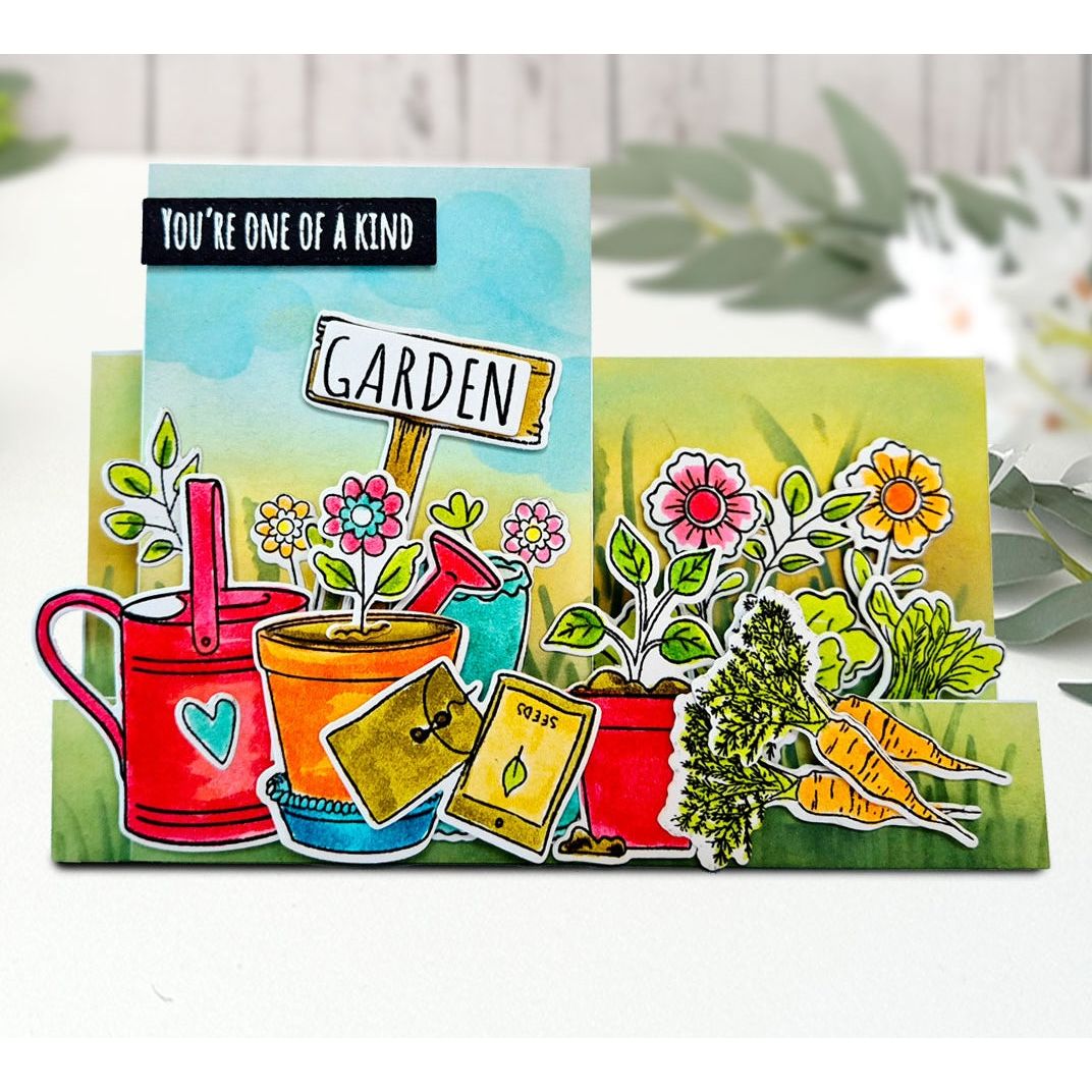 Polkadoodles All the Dirt Stamp and Die Bundle garden