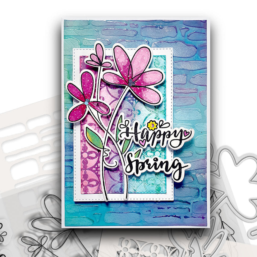 Polkadoodles Brick Stencil pd8843 happy spring