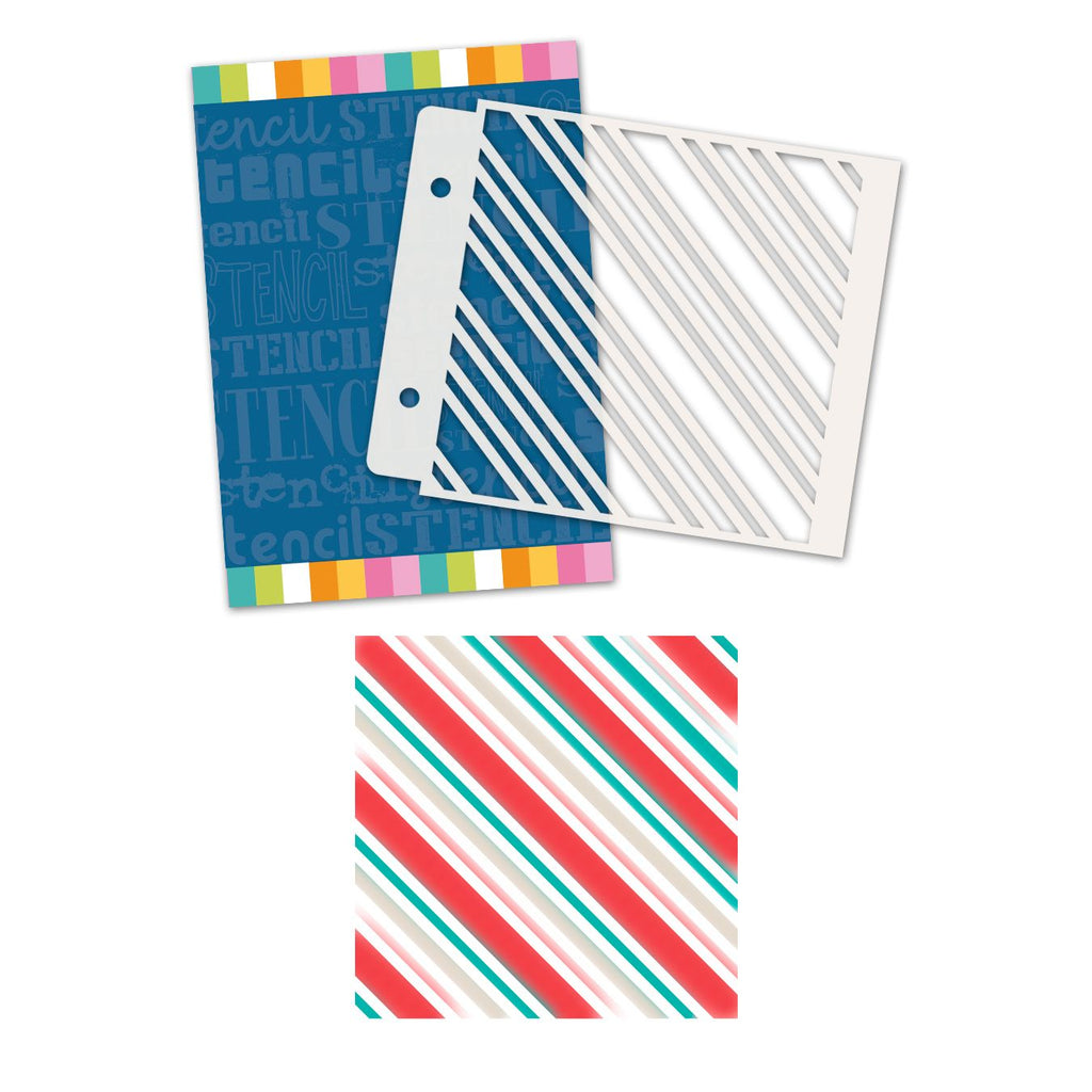 Polkadoodles Candy Diagonal Stripes 6x6 Stencil pd9205