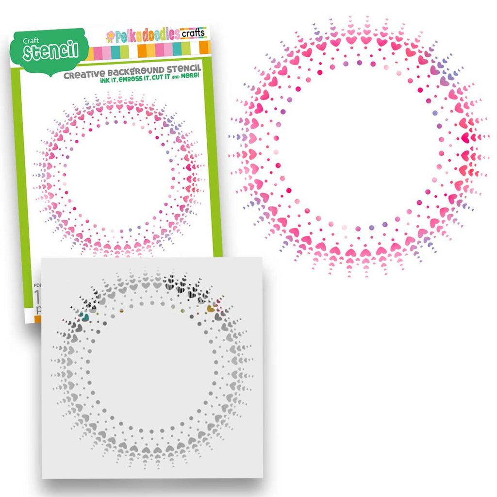 Polkadoodles Circle Hearts 6x6 Stencil pd8864
