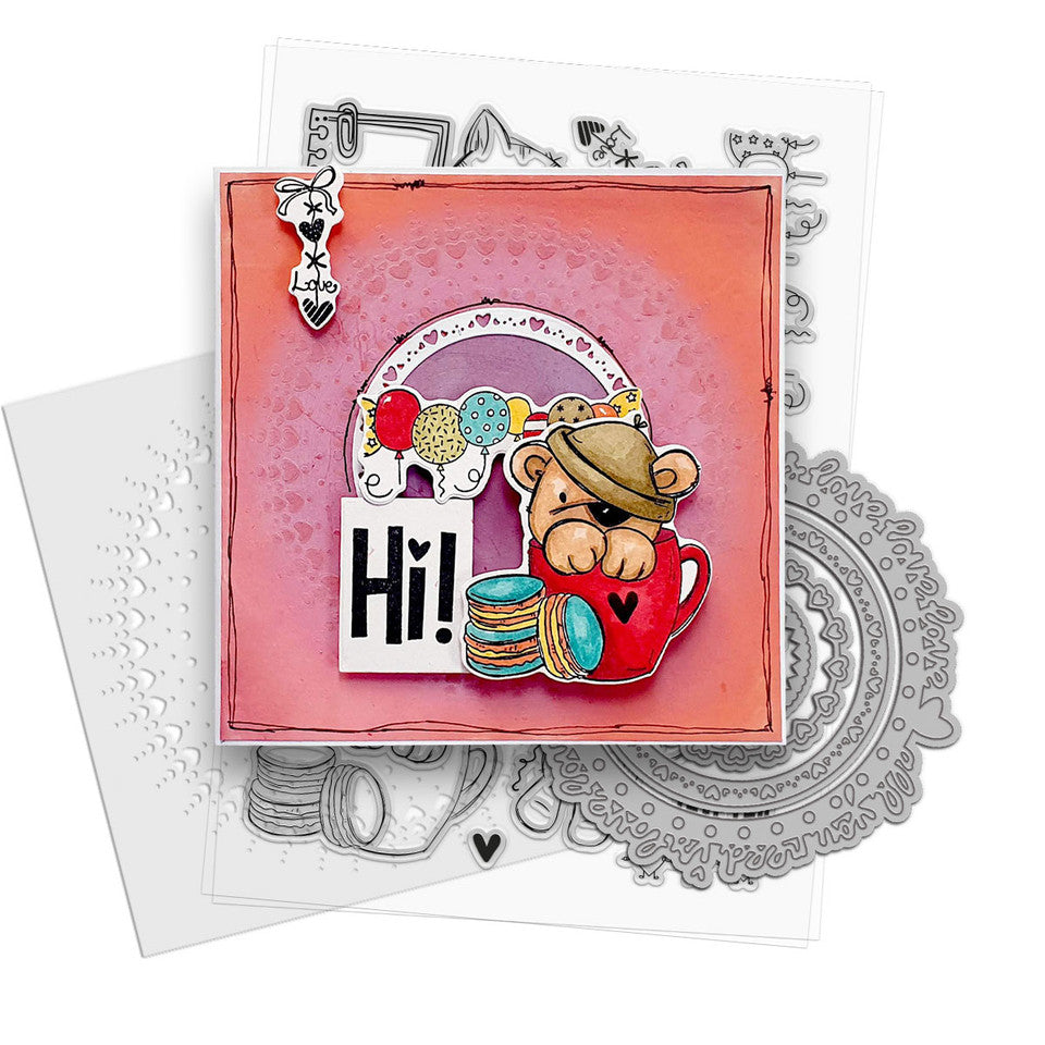 Polkadoodles Circle Hearts 6x6 Stencil pd8864 hi