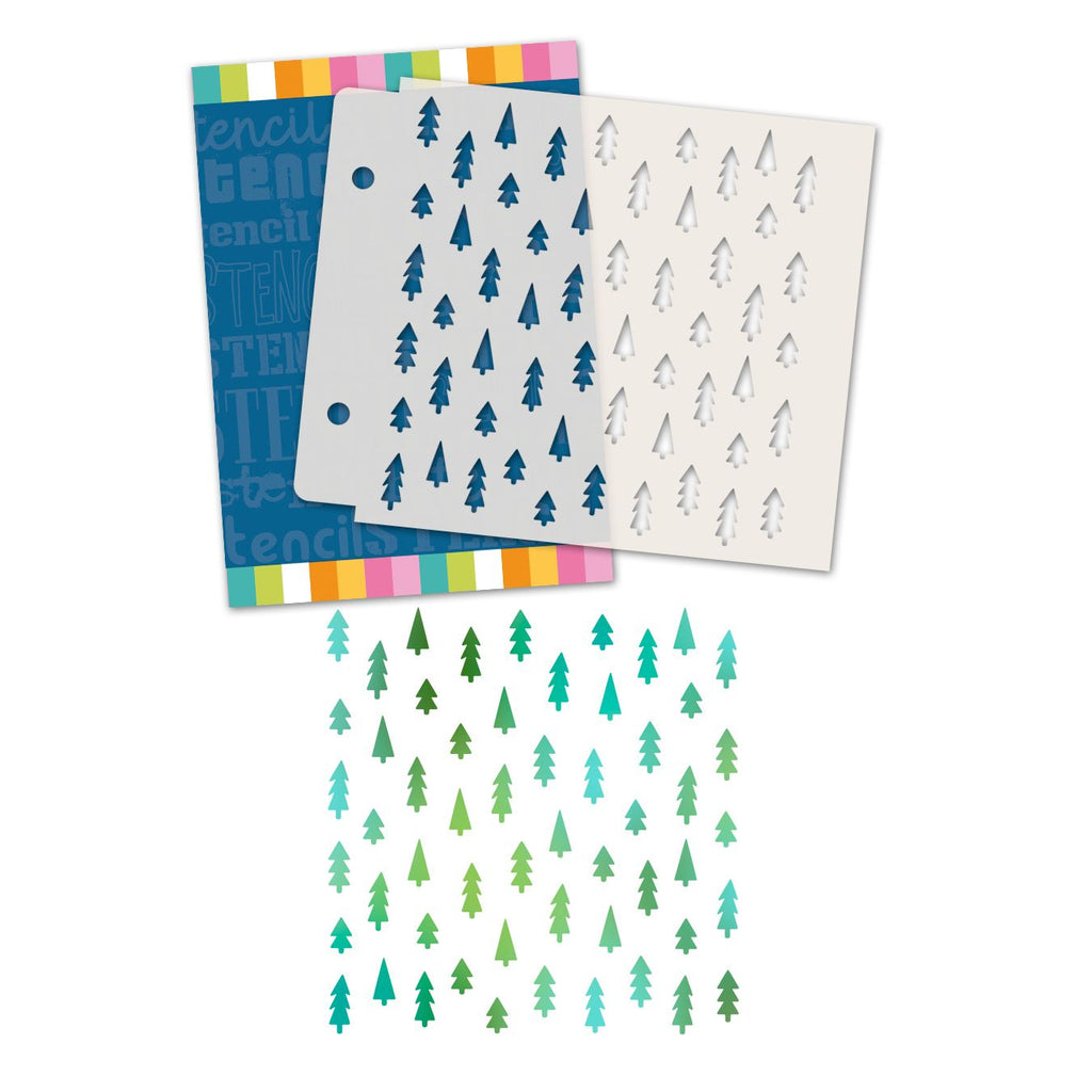 Polkadoodles Cute Little Trees 6x6 Stencil pd9206