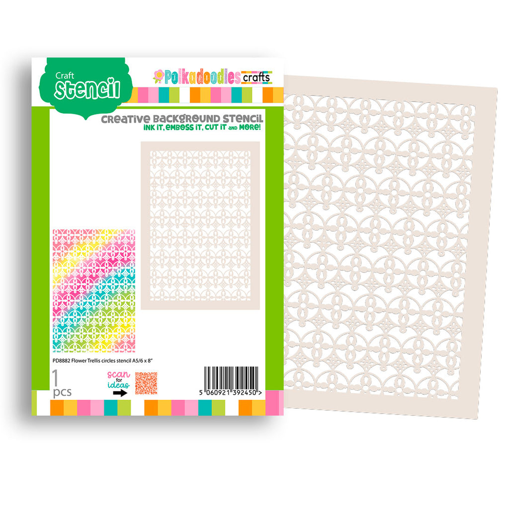 Polkadoodles Flower Trellis Circle Stencil pd8882