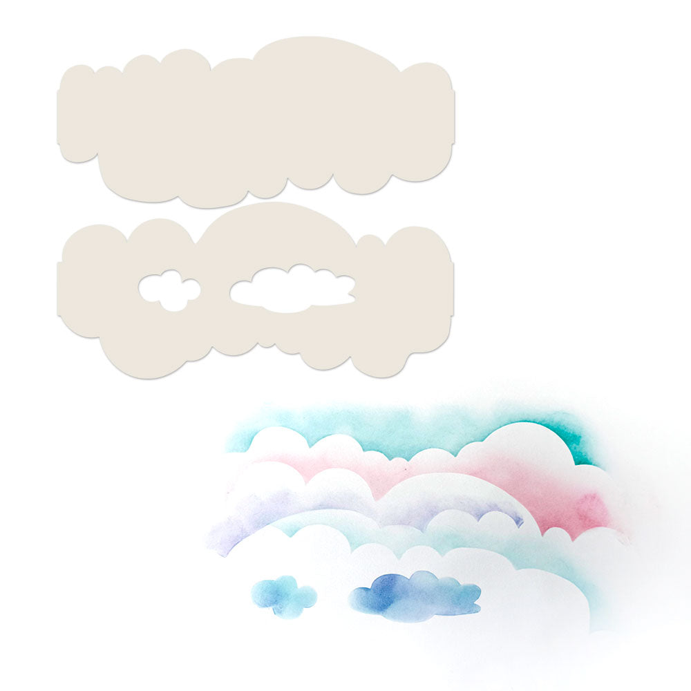 Polkadoodles Fluffy Clouds Duo Stencils pd9004