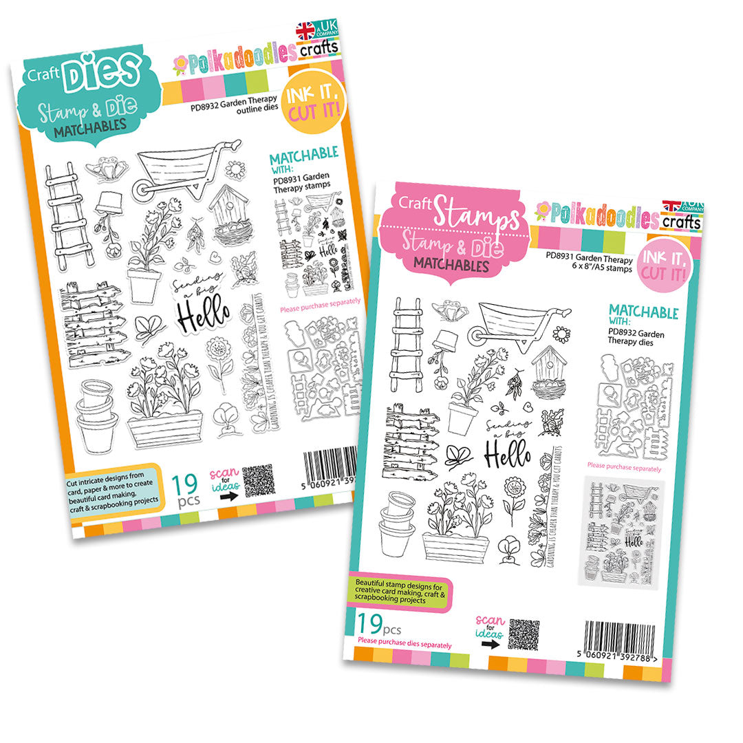 Polkadoodles Garden Therapy Stamp and Die Bundle