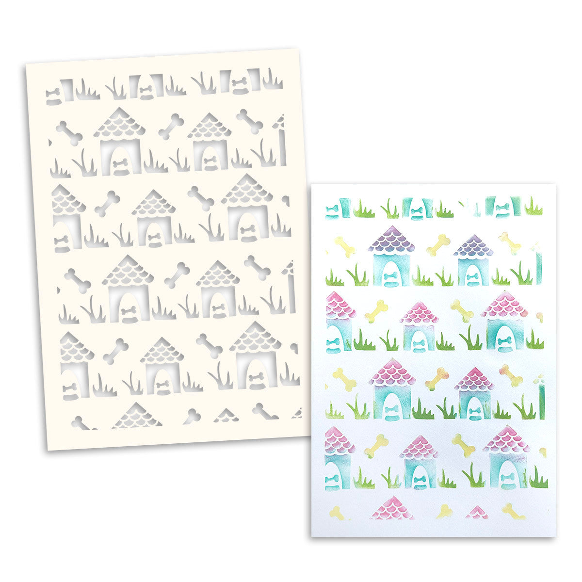 Polkadoodles Kennels and Bones 6x8 Stencil pd9131