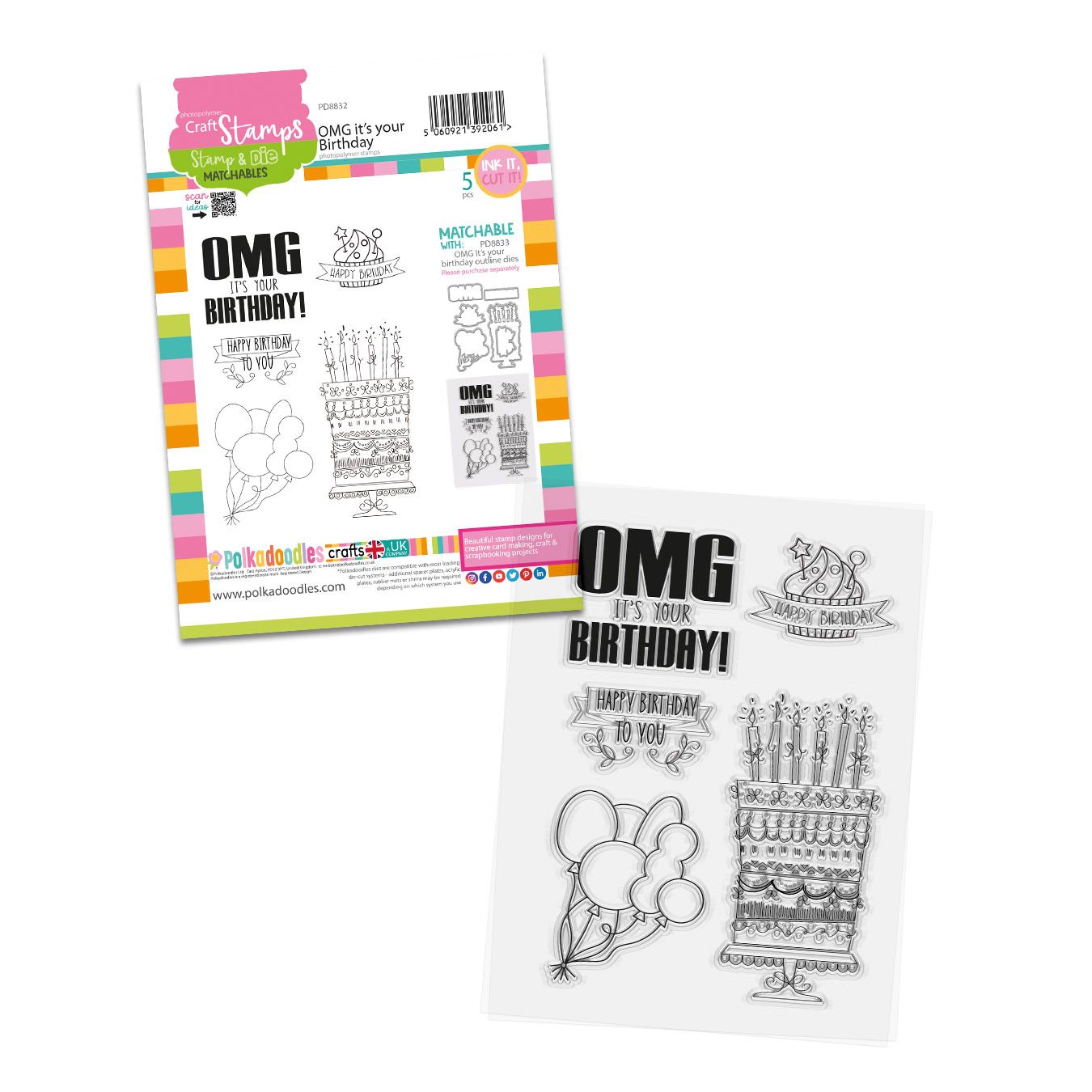 Polkadoodles OMG Birthday Clear Stamps pd8832