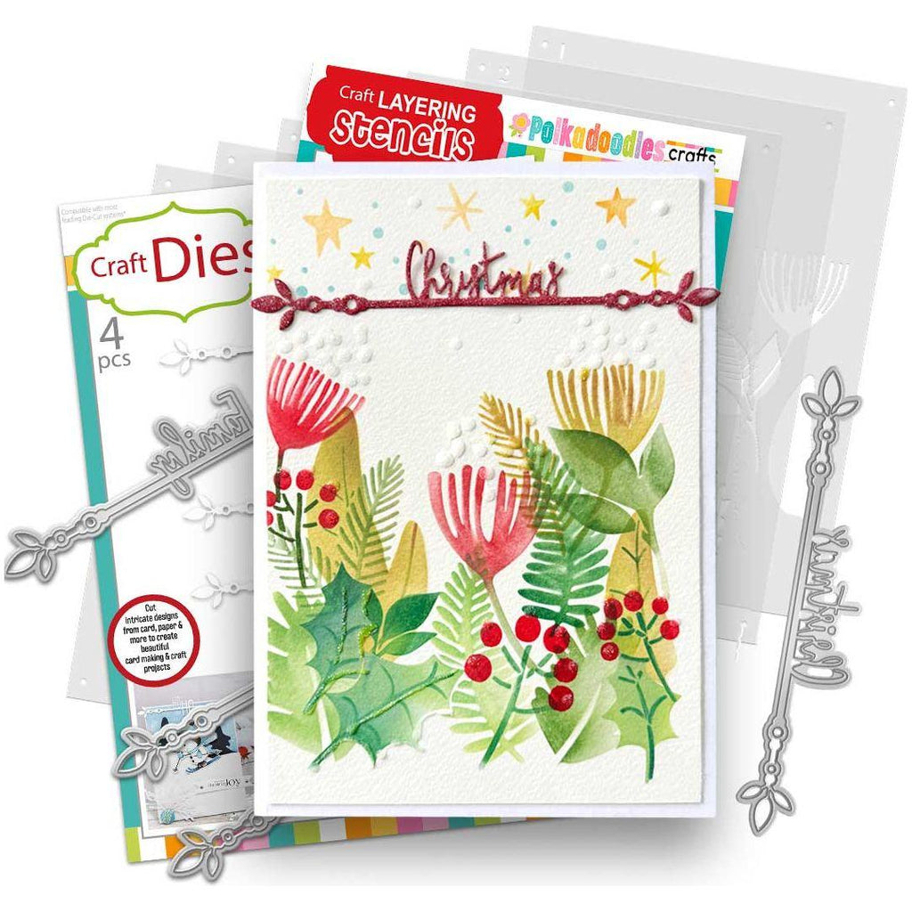 Polkadoodles Ornamental Message Dies pd8815 foliage