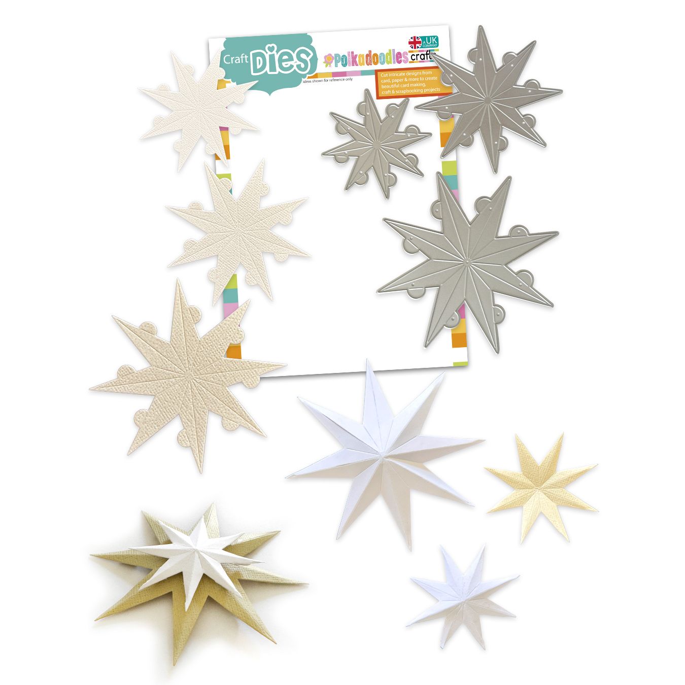 Polkadoodles Sculptured Stars Dies pd9194