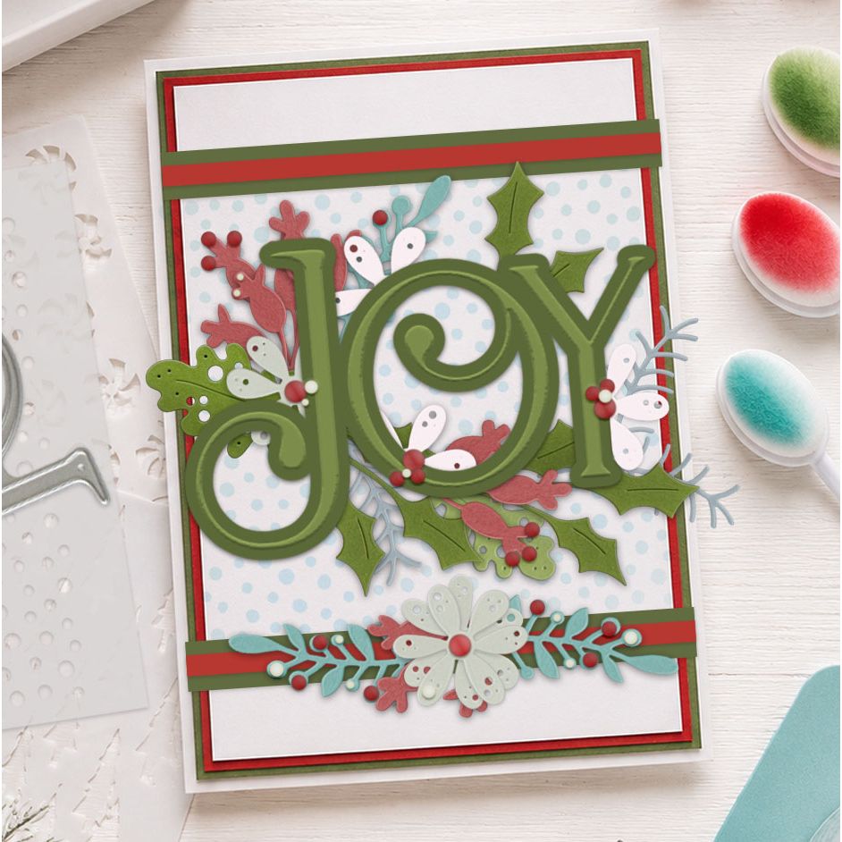 Polkadoodles Snowfall Dots 6x6 Stencil pd9203 joy greenery holiday card