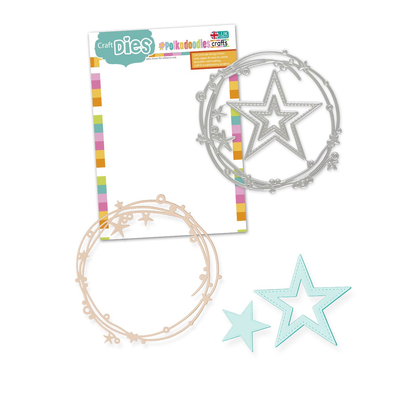 Polkadoodles Sparkling Wreath and Stars Dies pd9197