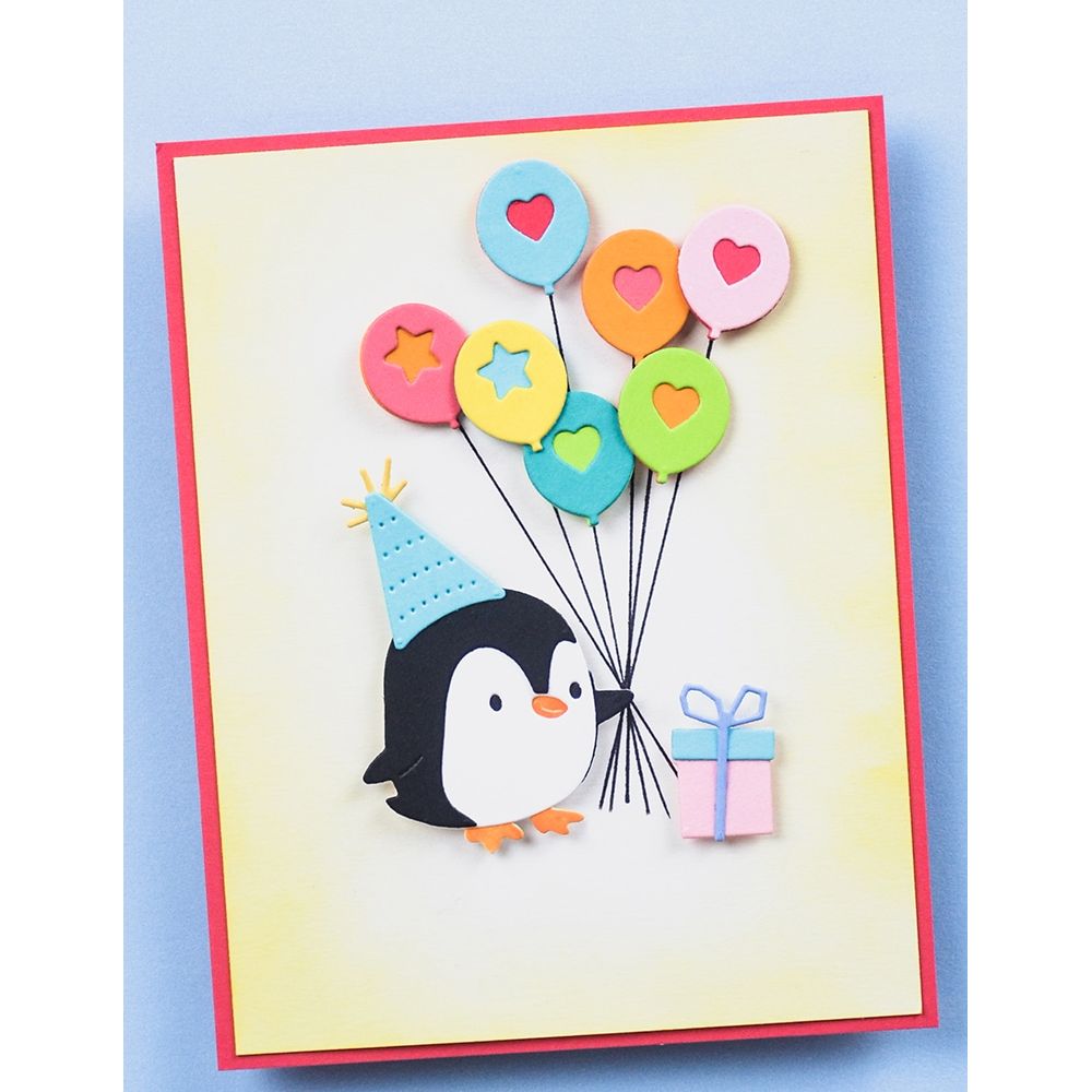 Poppy Stamps Birthday Penguin Dies 2701 balloon