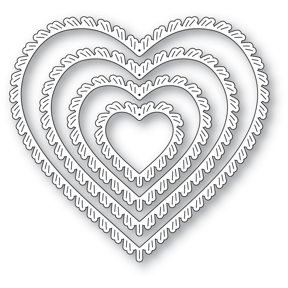 Poppy Stamps Fringed Heart Frames Dies 2777