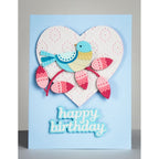 Poppy Stamps Happy Birthday Tender Script Dies 2768 bird
