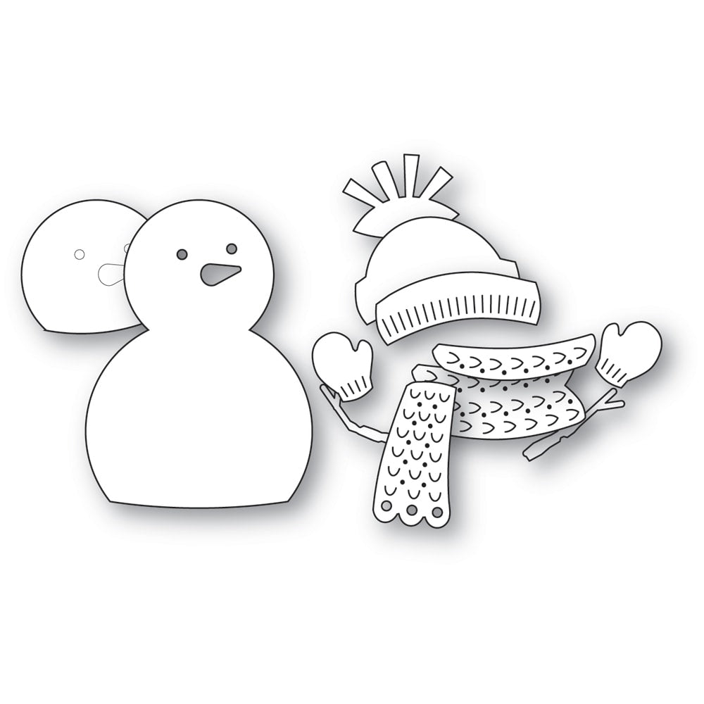 Poppy Stamps Nordic Bundled Snowman Dies 2745 layer