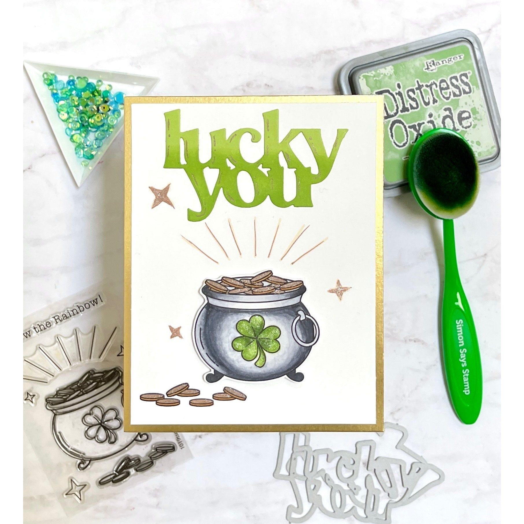 Simon Says Stamp Pot o' Gold Wafer Dies 1023sdc Splendor St. Patrick's Day Card | color-code:ALT02