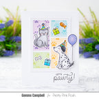 Pretty Pink Posh  Birthday Dogs and Cats Clear Stamp and Die Set balloon