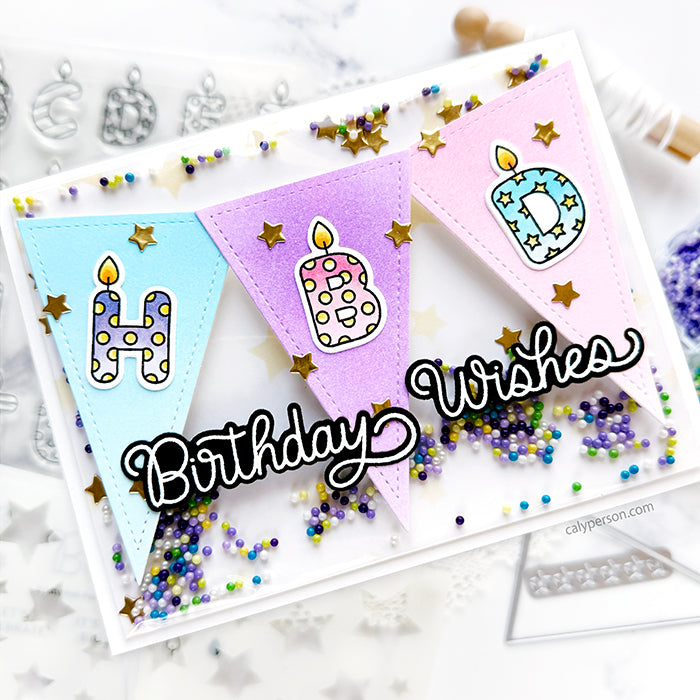 Pretty Pink Posh Birthday Scripts Clear Stamps shaker card | color-code:ALT04