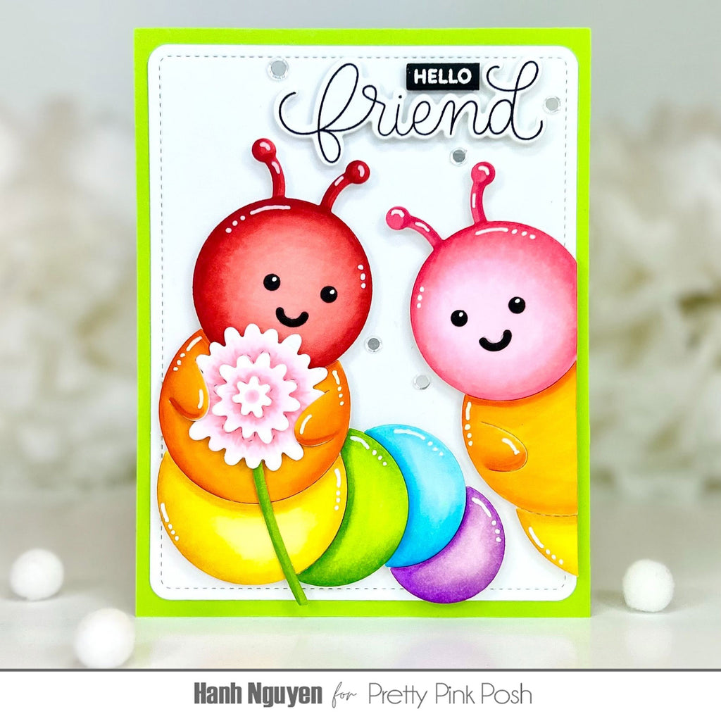 Pretty Pink Posh Caterpillar Holder Dies rainbow