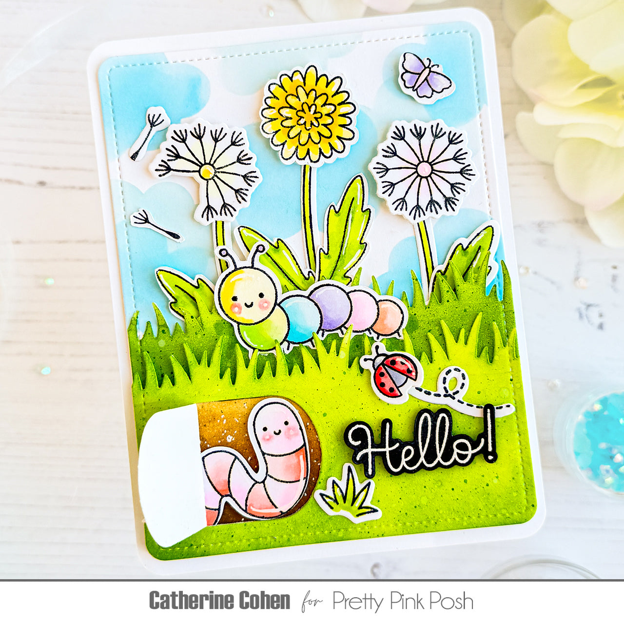 Pretty Pink Posh Cute Bugs Dies dandelions
