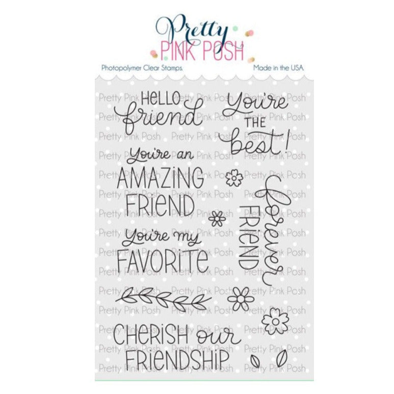 Pretty Pink Posh Friend Greetings Clear Stamp and Die Set clear