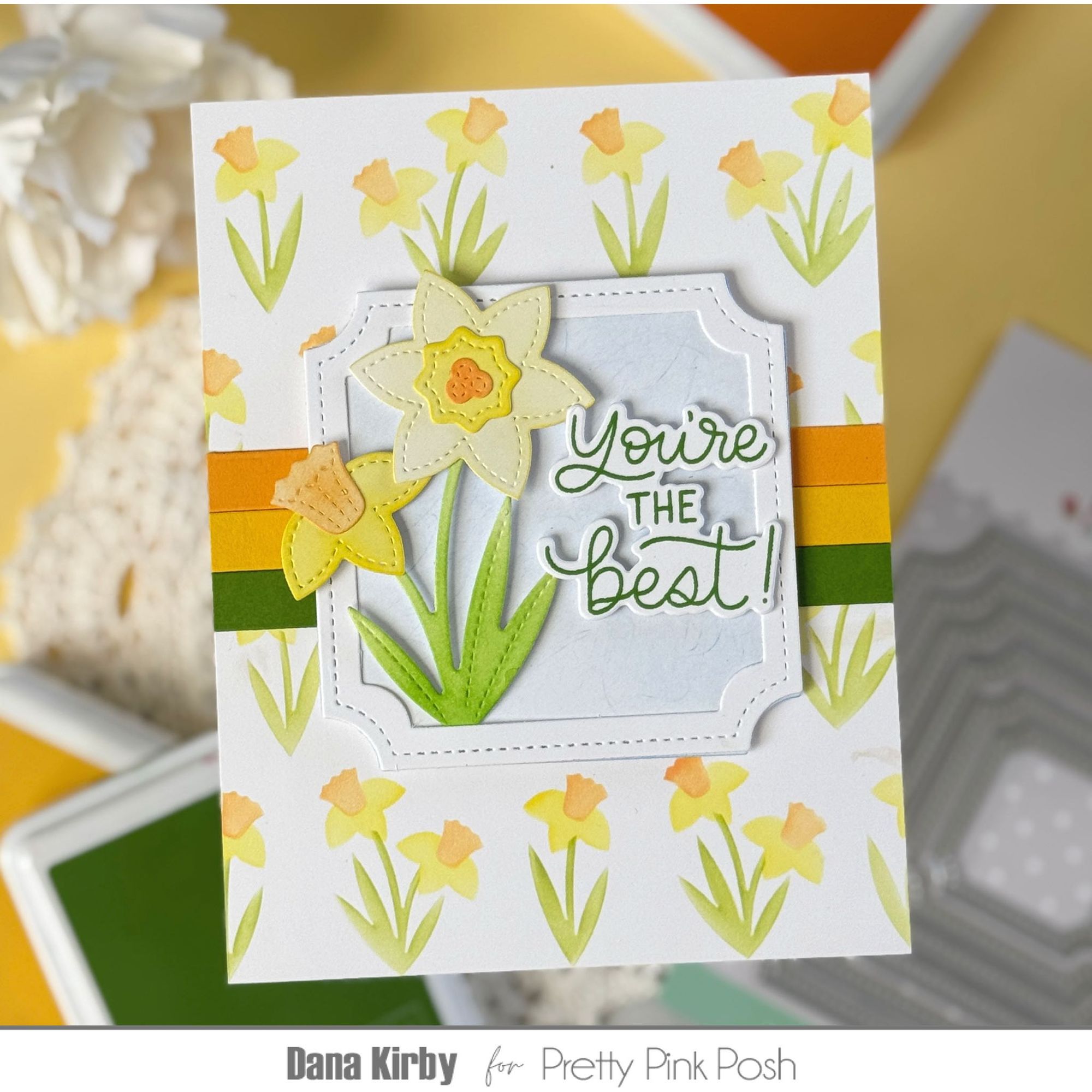 Pretty Pink Posh Friend Greetings Dies daffodils