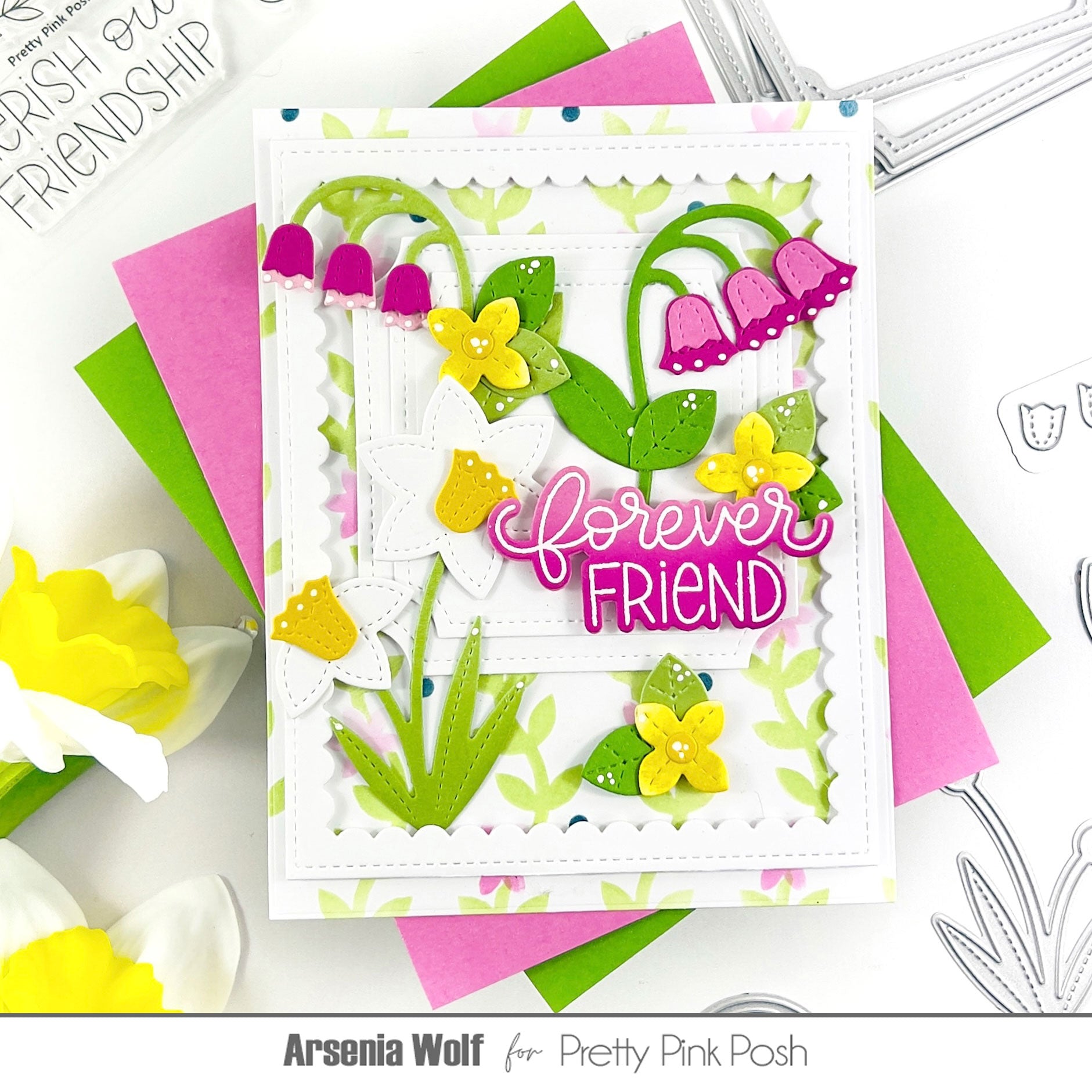 Pretty Pink Posh Friend Greetings Dies flowers