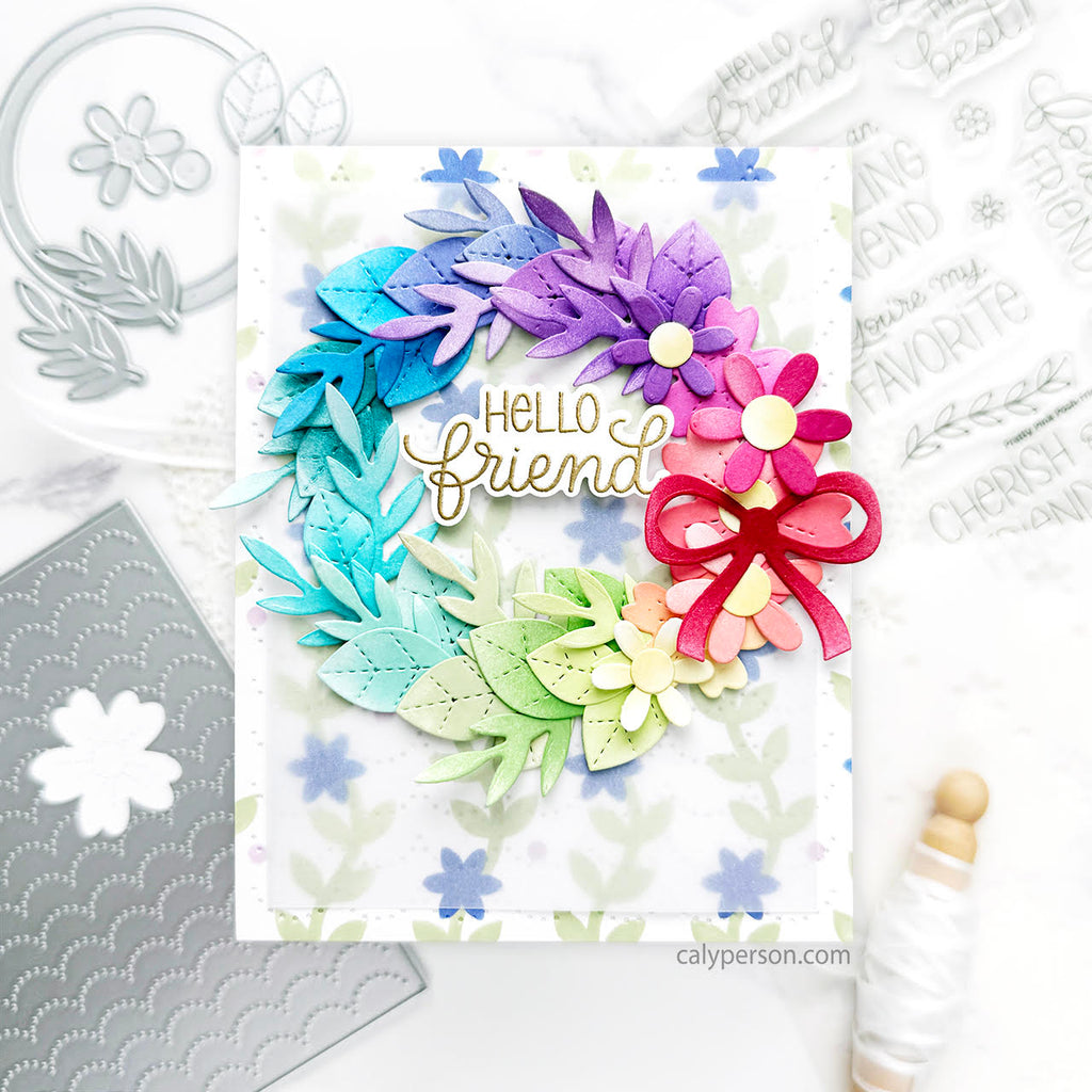 Pretty Pink Posh Friend Greetings Dies wreath | color-code:ALT01