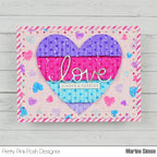 Pretty Pink Posh Fringe Heart Dies stripes