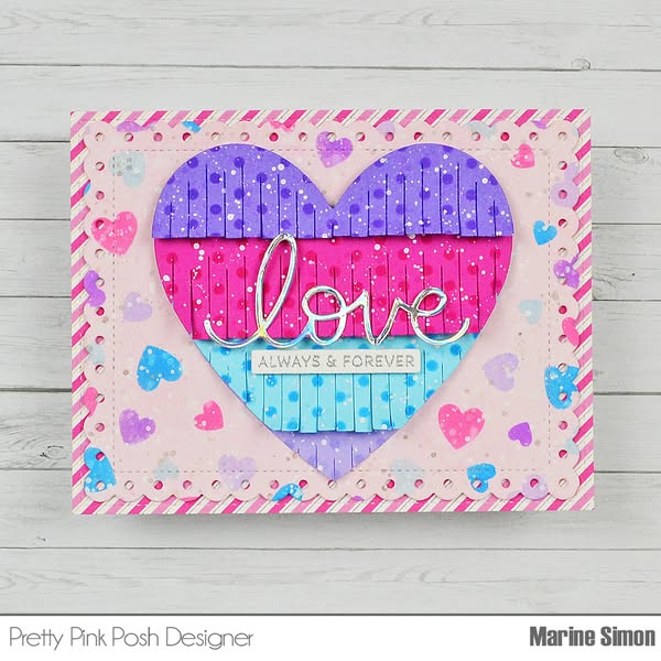Pretty Pink Posh Fringe Heart Dies stripes