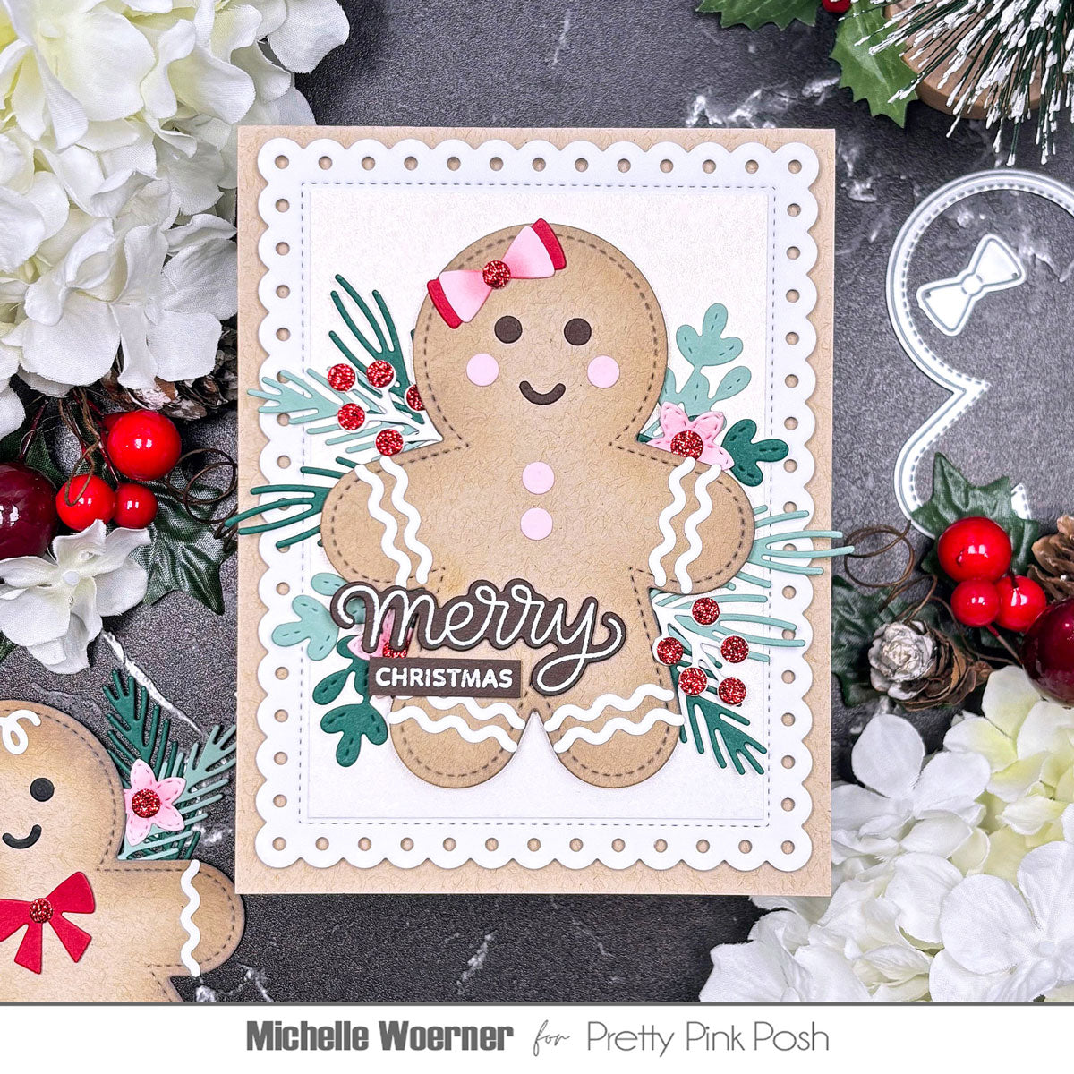 Pretty Pink Posh Gingerbread Shaker Dies greenery