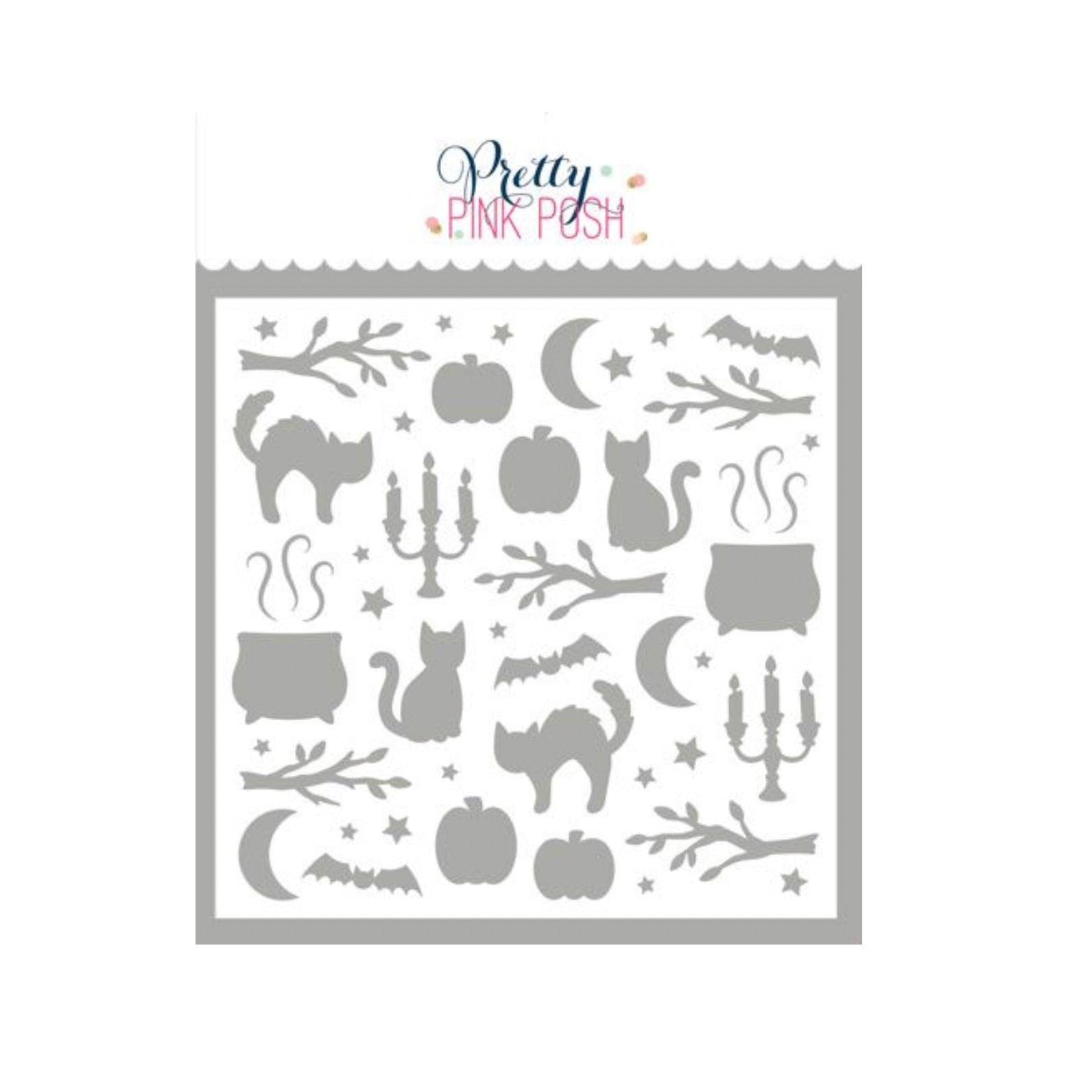 Pretty Pink Posh Halloween Silhouettes Background Stencil